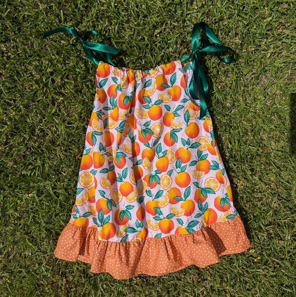 Orange and Green Fruit Print Dress